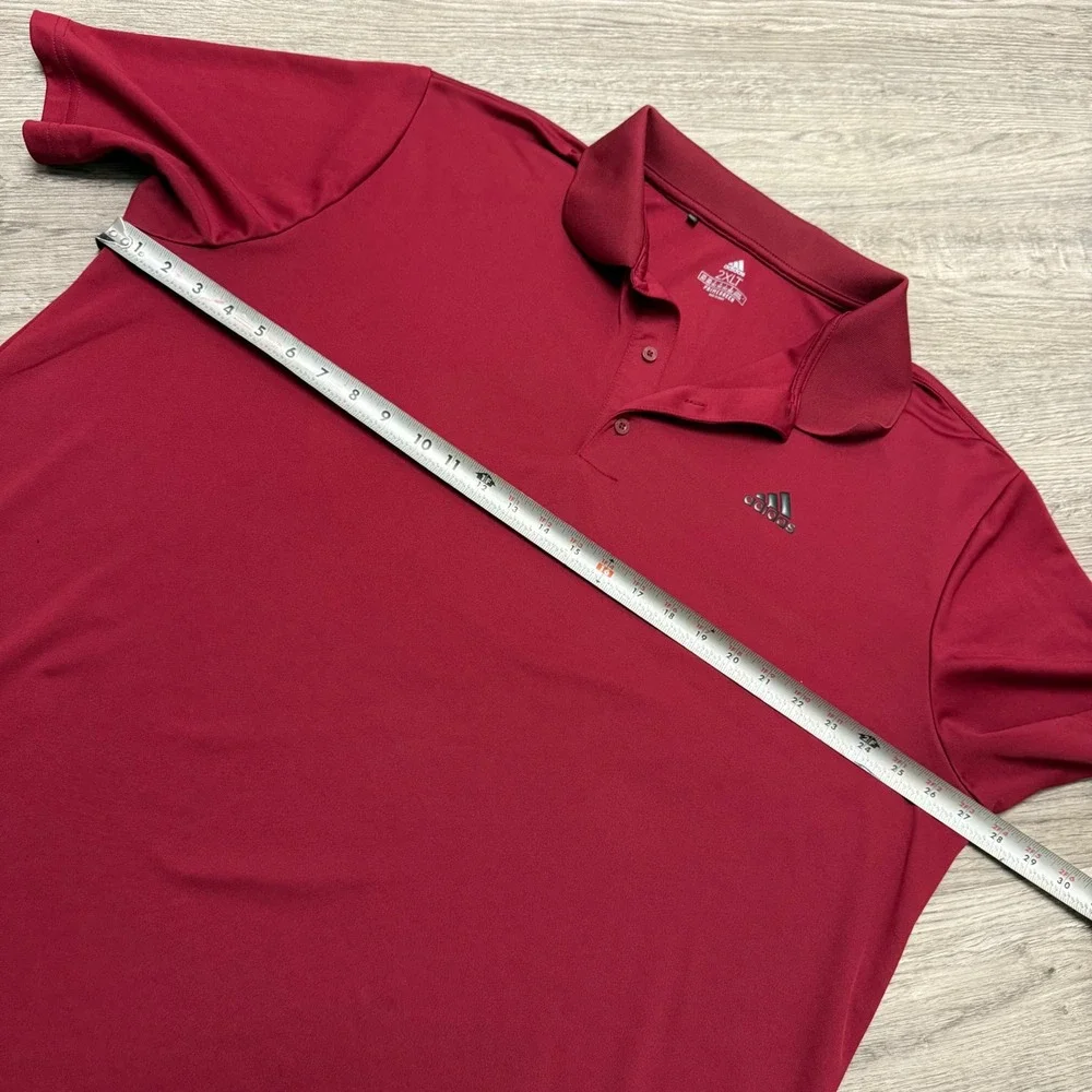 Adidas Mens Primegreen Polo Shirt 2XLT Burgundy Red‎ Short Sleeve Performance
